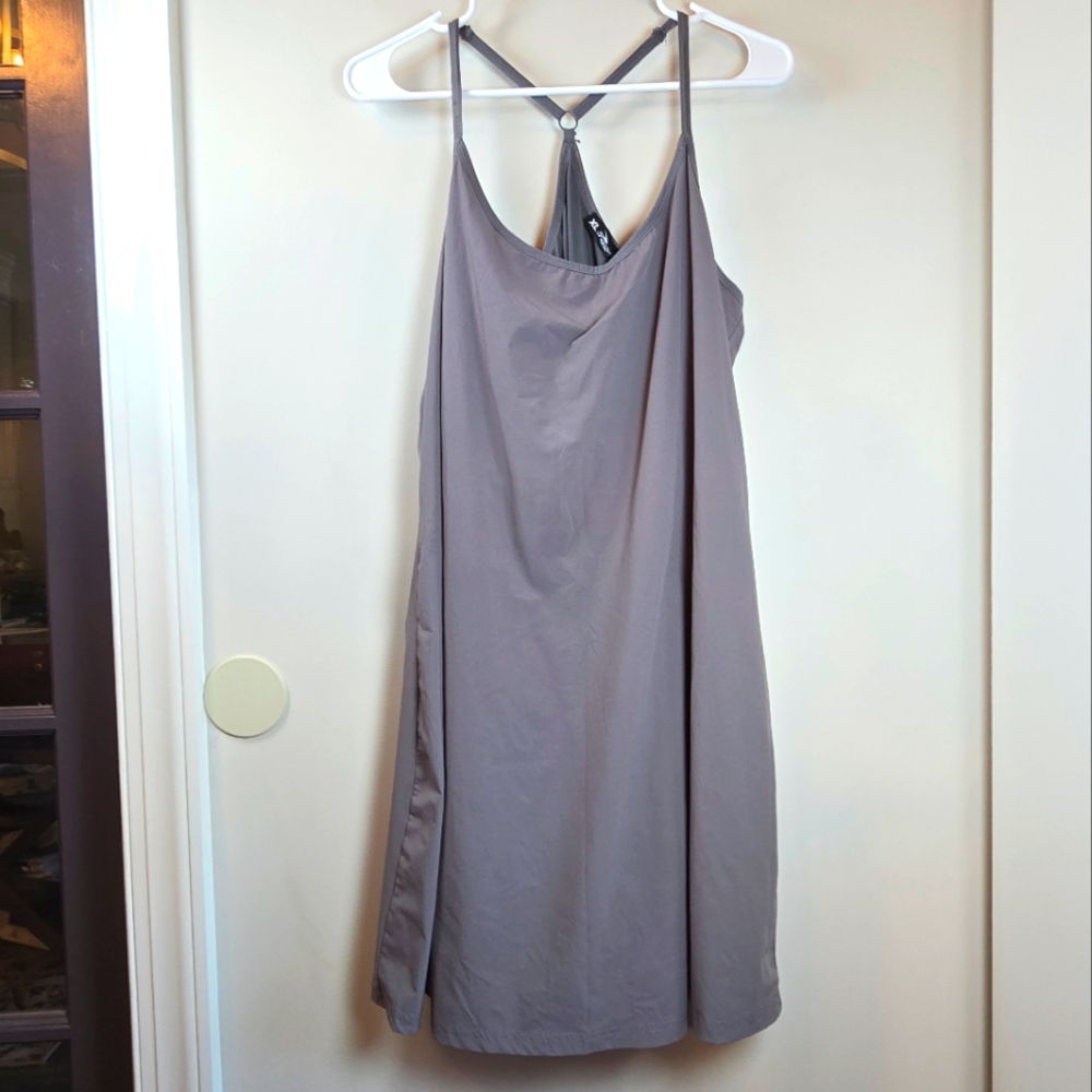 Gray Sleeveless Athletic Dress Racerback Attached Under Shorts XL Crane